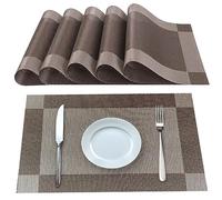 Lumaca Manteles Individuales Lavables, Juego de 6 Salvamanteles Individuales en 70% PVC y 30% Poliéster, Antideslizantes, Resistentes al Calor, para Mesa de Cocina,Marrón