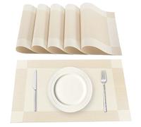 Lumaca Manteles Individuales Lavables, Juego de 6 Salvamanteles Individuales en 70% PVC y 30% Poliéster, Antideslizantes, Resistentes al Calor, para Mesa de Cocina,Beige