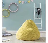 Lumaland Beanbag PUF otomano Niño Peluche XL Comfortline 120 lt Funda Peluche y Costuras reforzadas. Amarillo