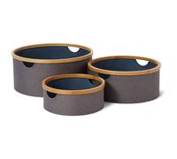 LUMALAND Caja de Almacenamiento Juego de 3 Redondas Cestas de Bambú Almacenam...
