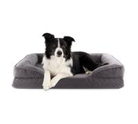 Lumaland Cama ortopédica para Perros de Pana | sofá ergonómico para Perros medianos | Suelo Antideslizante | Relleno y Funda Lavable | Cesta para Perros con Espuma viscoelástica