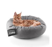 Lumaland Cama para Gatos de Pana, diámetro de 60 cm, Base Antideslizante, Accesorios para Gatos con Relleno Suave y Funda de Pana, Todas Las Piezas Lavables | Cesta para Gatos con Cremallera y Borde