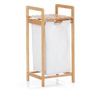 Lumaland Cesta de bambú para la colada con bolsa extraíble para la colada, material de fácil cuidado, resistente a la humedad y fácil de limpiar, 73 x 33 x 33 cm