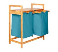 Cesta de lavandería de bambú colector de ropa clasificador de ropa 60L...