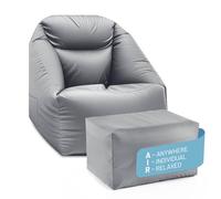 Lumaland CrozyAir - Juego de sillón hinchable y taburete para exteriores, como puf y estante, 5 cámaras regulables, lavable, resistente al agua y hasta 150 kg, inflado rápido