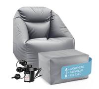 Lumaland CrozyAir Relax-Set XL sillón Inflable + puf con Bomba de Aire 2GO | Puf Lavable, Repelente al Agua, para hasta 150 kg | Sofá de Exterior para jardín y Playa, se infla rápidamente
