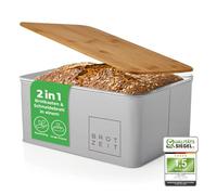 Lumaland Cuisine - Caja de pan (30,5 x 23,5 x 14 cm), diseño de pan, color gris claro