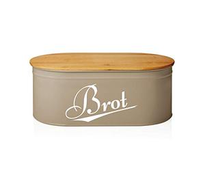 Lumaland Cuisine - Caja de pan (36 x 20 x 13,8 cm), diseño de pan con tapa de bambú