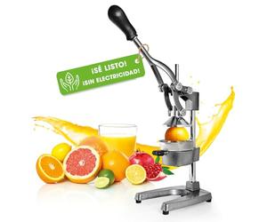 Lumaland Exprimidor manual de acero inoxidable | Exprimidor de cítricos elegante y muy silencioso | Potente para obtener mucho más zumo, simplemente exprima zumos frescos