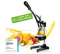 Lumaland Exprimidor de Frutas Cítricas, Manual y Silencioso, sin Esfuerzo, Prensa Manual Profesional de Hierro Fundido para Limones, Naranjas, Pomelos, Granadas y Otras Verduras y Frutas, Negro