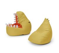 Lumaland Juego de puf infantil Dino, 2 piezas, puf para exterior e interior, sillón o sofá infantil con relleno, ideal para la habitación de los niños, sillones: 1 dinosaurio, 1 monstruo