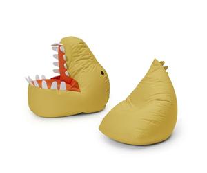 Lumaland Juego de puf infantil Dino, 2 piezas, puf para exterior e interior, sillón o sofá infantil con relleno, ideal para la habitación de los niños, sillones: 1 dinosaurio, 1 monstruo