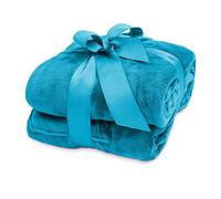 Lumaland Manta acogedora 170x200cm + bolsillo para los pies 50 cm de 100% vellón coral | Manta de sofá cálida y transpirable hecha de fibras especialmente suaves para relajarse en casa o al aire libre