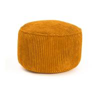 Lumaland Puf de Pana Compacto 3 en 1 | Taburete Cómodo, Mesa Práctica y Reposapiés Elegante | 50 L, Ø 25 x 45 cm | Para Interiores [Amarillo Mostaza]
