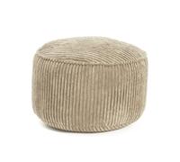 Lumaland Puf de Pana Compacto para Juegos de 50 l con Función 3 en 1: Cómodo Taburete, Práctica Mesa y Elegante Reposapiés Interior | Ø 25 x 45 cm [beige]