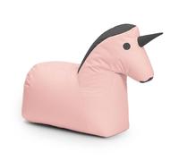 Lumaland Puf infantil unicornio | Sillón tipo puf de animales para niños | Bolsón resistente al agua para interior y exterior | Material de fácil cuidado | 85 x 70 x 45 cm & 1,9 kg de peso [Rosa/Gris]