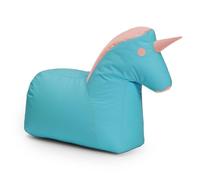 Lumaland Puf para niños unicornio - Puf familiar de animales para niños - Impermeable para interior y exterior - Material de fácil mantenimiento - 85 x 70 x 45 cm y ligero - 1,9 kg - Turquesa/rosa