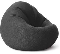 Lumaland Puff Pera Redondo Grande 120 x 80 x 75 cm | con Relleno Incluido 300l | Sillón Relax de Lino para Interior | Sofá Redondo Ideal para Salón y Habitación [Gris Oscuro]