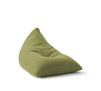 Lumaland Puff Pera Triangular XXL 370l con Relleno Incluido - Sillón Relax de Lino para Interiores - Sofá Puff Gigante Cómodo Ideal para Salón y Habitación - 150 x 100 x 100 cm/Verde Lima
