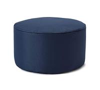 Lumaland Puff Reposapiés Impermeable Comfort Line - Taburete Otomano Redondo para Interior y Exterior - Resistente, Versátil y Moderno - 45 x 25 x 25 cm/Azul Marino