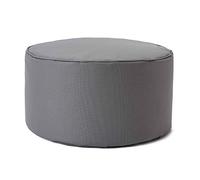 Lumaland Puff Reposapiés Impermeable Comfort Line - Taburete Otomano Redondo para Interior y Exterior - Resistente, Versátil y Moderno - 45 x 25 x 25 cm/Gris