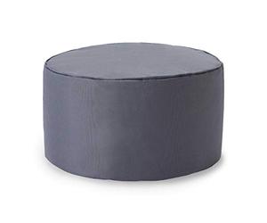 Lumaland Puff Reposapiés Impermeable Comfort Line - Taburete Otomano Redondo para Interior y Exterior - Resistente, Versátil y Moderno - 45 x 25 x 25 cm/Gris Acero