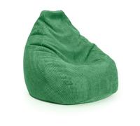 Lumaland Sillón de juego XXL de terciopelo acanalado | Sillón de juego para adultos y adolescentes | Cómodo puf de 135 x 100 cm [verde oscuro]