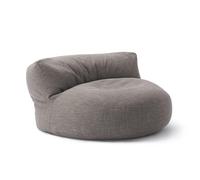 Lumaland Sofá Puff Redondo Grande 320l con Respaldo & Relleno Incluido - Sillón Relax de Lino para Interior - Mueble Ideal para Salón y Habitación - 90 x 50 cm/Gris Claro