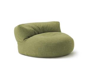 Lumaland Sofá Puff Redondo Grande 320l con Respaldo & Relleno Incluido - Sillón Relax de Lino para Interior - Mueble Ideal para Salón y Habitación - 90 x 50 cm/Verde Lima
