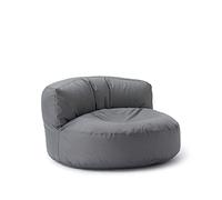 Lumaland Sofá Puff Redondo Grande 320l con Respaldo & Relleno Incluido - Sillón Relax Impermeable para Exterior - Mueble Ideal para Salón, Jardin y Terraza - 90 x 50 cm/Gris