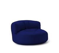 Lumaland Sofá Puff Redondo Grande 320l con Respaldo & Relleno Incluido - Sillón Relax Impermeable para Exterior - Mueble Ideal para Salón, Jardin y Terraza - 90 x 50 cm/Azul Oscuro