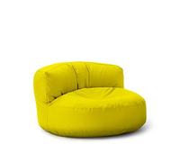 Lumaland Sofá Puff Redondo Grande 320l con Respaldo & Relleno Incluido - Sillón Relax Impermeable para Exterior - Mueble Ideal para Salón, Jardin y Terraza - 90 x 50 cm/Amarillo