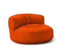 Lumaland Sofá Puff Redondo Grande 320l con Respaldo & Relleno Incluido - Sillón Relax Impermeable para Exterior - Mueble Ideal para Salón, Jardin y Terraza - 90 x 50 cm/Naranja