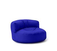 Lumaland Sofá Puff Redondo Grande 320l con Respaldo & Relleno Incluido - Sillón Relax Impermeable para Exterior - Mueble Ideal para Salón, Jardin y Terraza - 90 x 50 cm/Azul Intenso