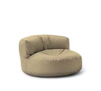 Lumaland Sofá Puff Redondo Grande 320l con Respaldo & Relleno Incluido - Sillón Relax Impermeable para Exterior - Mueble Ideal para Salón, Jardin y Terraza - 90 x 50 cm/Beige