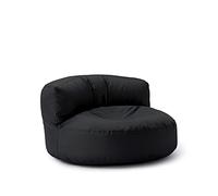 Lumaland Sofá Puff Redondo Grande 320l con Respaldo & Relleno Incluido - Sillón Relax Impermeable para Exterior - Mueble Ideal para Salón, Jardin y Terraza - 90 x 50 cm/Negro