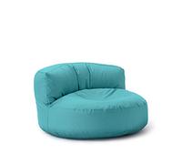 Lumaland Sofá Puff Redondo Grande 320l con Respaldo & Relleno Incluido - Sillón Relax Impermeable para Exterior - Mueble Ideal para Salón, Jardin y Terraza - 90 x 50 cm/Azul Marino