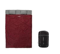 Lumaland Where Tomorrow - Saco de Dormir Doble (190 x 150 cm, para 2 Personas, Impermeable, Transpirable, 300 g/m², para Viajes, Camping, Exteriores, Color Rojo Vino)
