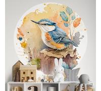 Lumalea - Papel pintado redondo para niños, diseño de pájaro, 185 g, lavable, diámetro 250 cm