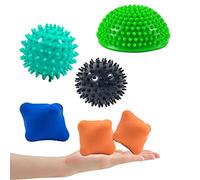 Lumanby 6 bolas de masaje de yoga con punta de gatillo para el cuidado de la salud, alivio del dolor corporal, pie de mano, erizo sensorial, bola de masaje portátil (juego-4)