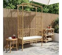 Lumanois Arco de Jardín con Banco Crema 115 x 50 x 205 cm Bambú, Pérgolas, Arcos y enrejados de jardín, 21.5 kg-42028057