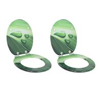 Lumanois Asiento de Inodoro de Cierre Suave 2 pcs Gota Verde 44 x 38 cm,Accesorios de baño y bidé,Asientos de inodoros y bidés,6.4kg-3414544
