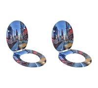 Lumanois Asiento de Inodoro de Cierre Suave 2 pcs Multicolor 44 x 38 cm,Accesorios de baño y bidé,Asientos de inodoros y bidés,6.4kg-3414538