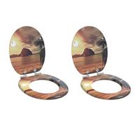 Lumanois Asiento de Inodoro de Cierre Suave 2 pcs Naranja 44 x 38 cm,Accesorios de baño y bidé,Asientos de inodoros y bidés,6.4kg-3414548