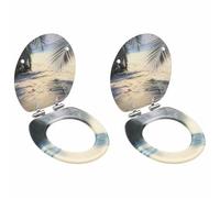 Lumanois Asiento de Inodoro Tapa Cierre Suave 2 uds MDF diseño de Playa,Bricolaje,Fontanería,Accesorios de baño y bidé,Asientos de inodoros y bidés,7.8kg-3056416