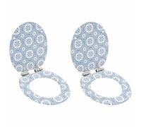 Lumanois Asiento Inodoro WC 2 uds Tapa Cierre Suave MDF diseño Porcelana,Accesorios de baño y bidé,Asientos de inodoros y bidés,7.88kg-277002