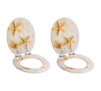 Lumanois Asiento Inodoro WC 2 uds Tapa Cierre Suave MDF Estrella de mar,Accesorios de baño y bidé,Asientos de inodoros y bidés,7.88kg-276997