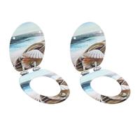 Lumanois Asiento Inodoro WC 2 uds Tapa de Cierre Suave MDF diseño Concha,Accesorios de baño y bidé,Asientos de inodoros y bidés,7.88kg-276992