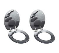 Lumanois Asiento Inodoro WC 2 uds Tapa de Cierre Suave MDF diseño Rocas,Accesorios de baño y bidé,Asientos de inodoros y bidés,7.88kg-276996