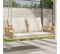 Lumanois Banco Columpio con Cojines ratán sintético Beige 109x62x40 cm,Mobiliario,Muebles de jardín,Asientos de Exterior,Bancos de jardín,10kg-368148